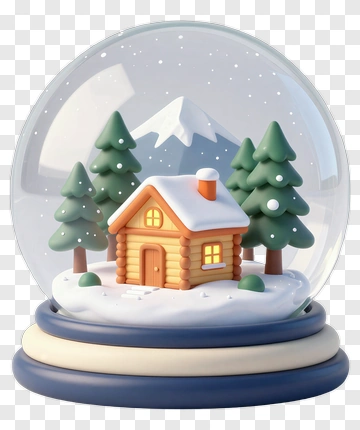 Snow Globe With Mountain And Cabin PNG