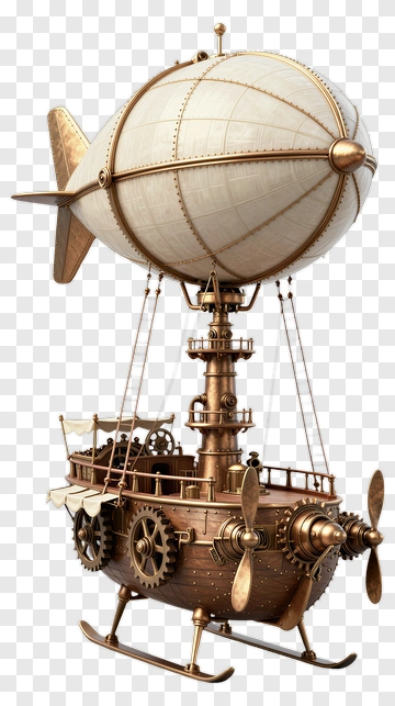 Steampunk Airship With Propellers And Gears PNG