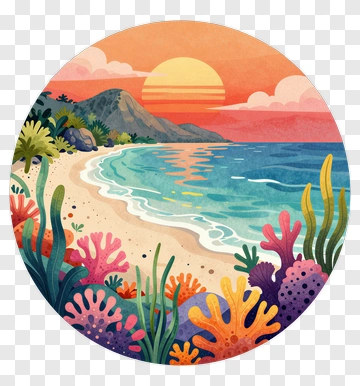Colorful Coral Reef At Sunset PNG