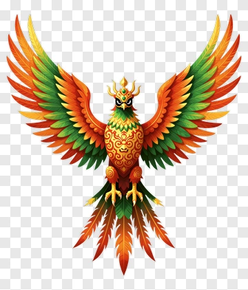Colorful Phoenix With Vibrant Feathers PNG