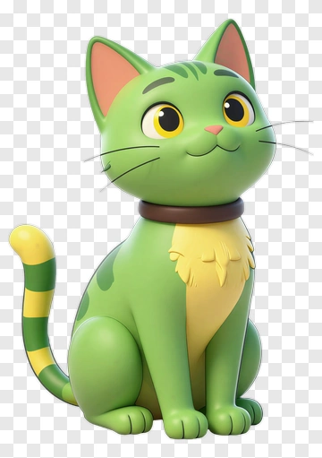 Cartoon Green Cat PNG