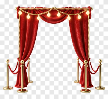Red Velvet Curtain With Golden Stanchions PNG