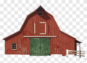 Red Barn With Green Doors PNG