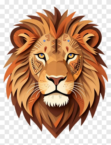 Stylized Lion Head With Intricate Patterns PNG