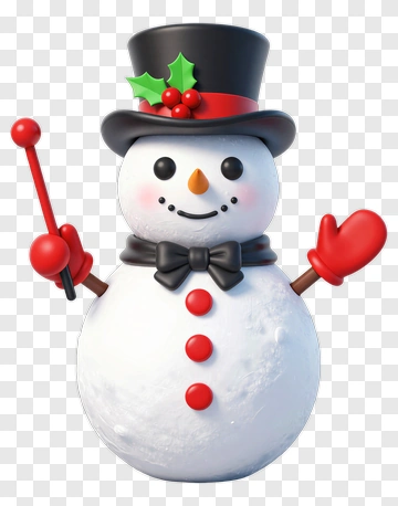Cartoon Snowman Holding A Wand PNG