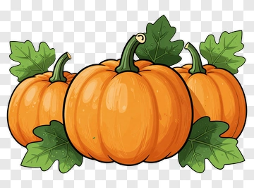Cartoon Pumpkins With Green Leaves PNG
