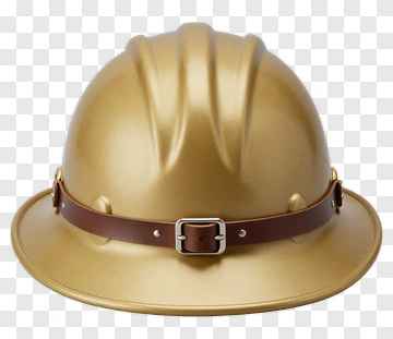 Gold Hard Hat With Brown Strap PNG