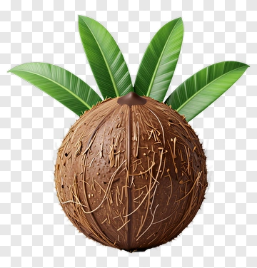 Coconut With Green Leaves PNG