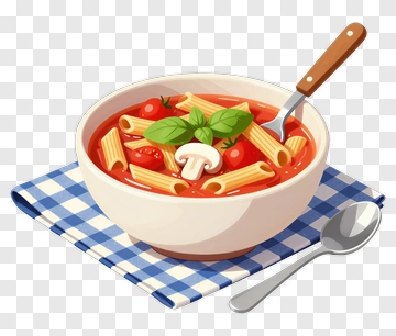 Bowl Of Pasta With Tomato Sauce And Basil PNG