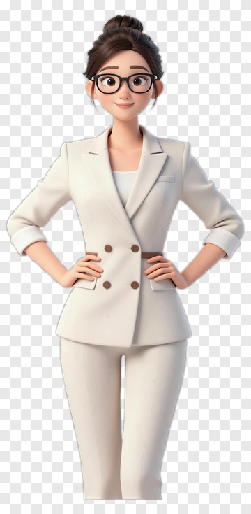 3D Businesswoman Standing Confidently PNG