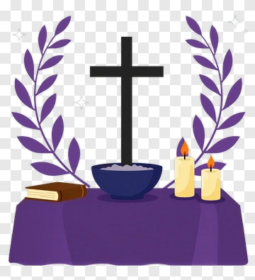 Religious Altar With Cross And Candles PNG