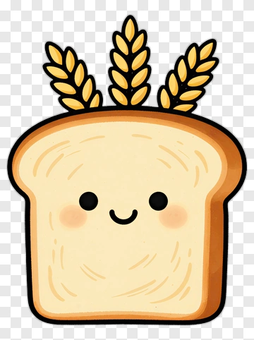 Cartoon Bread Slice With Wheat PNG