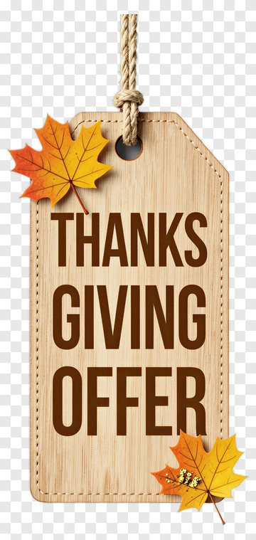 Thanksgiving Offer Tag With Autumn Leaves PNG