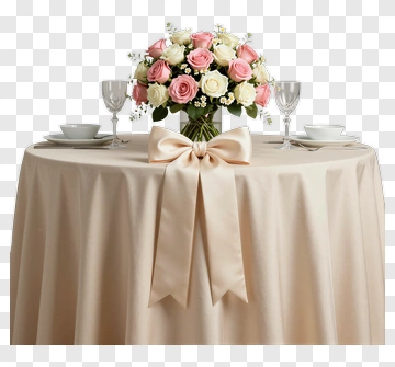 Elegant Table Setting With Floral Centerpiece PNG