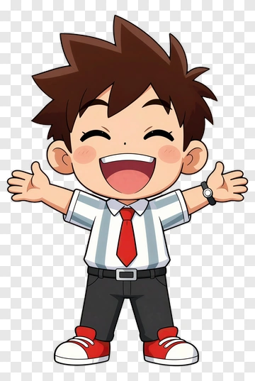 Cartoon Boy Smiling With Open Arms PNG