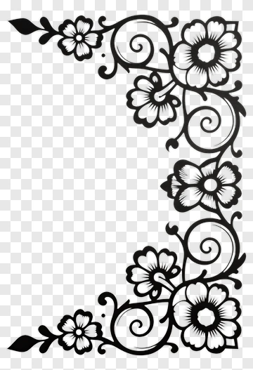 Black Floral Corner Decoration PNG