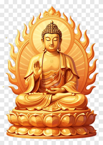 Buddha Statue In Golden Color PNG