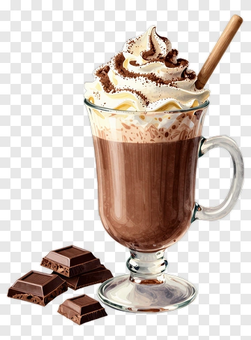 Chocolate Milkshake With Whipped Cream And Chocolate Squares PNG