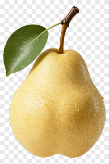 Yellow Pear With Leaf PNG