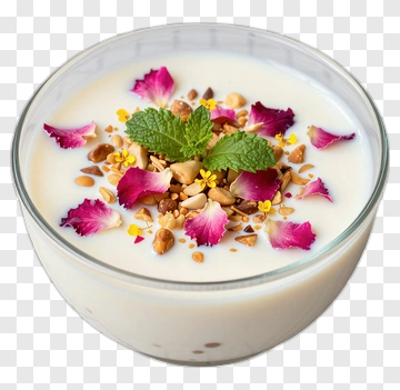 Dessert Bowl With Yogurt And Edible Flowers PNG