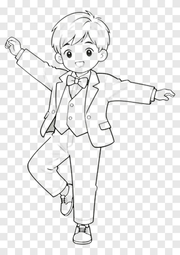 Cartoon Boy In A Suit Dancing PNG