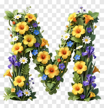 Floral Letter M Decoration PNG