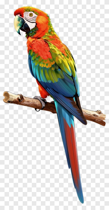 Colorful Parrot Perched On A Branch PNG
