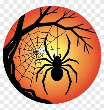 Spider On A Halloween Web PNG