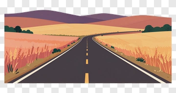 Scenic Road Through A Golden Field PNG