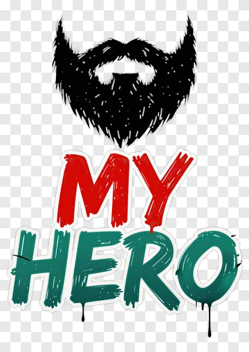 My Hero Graphic With Beard Design PNG