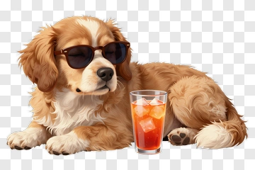 Cartoon Dog Relaxing With A Drink PNG