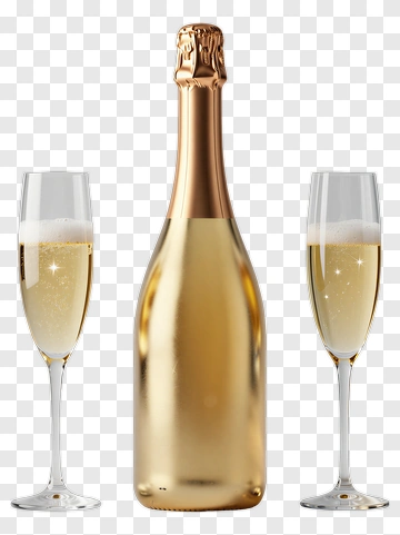 Champagne Bottle With Flutes PNG