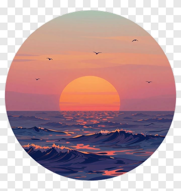 Sunset Over Ocean Waves PNG