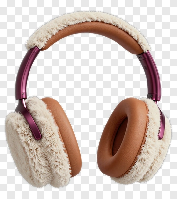 Fuzzy Headphones With Brown Cushions PNG