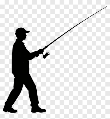 Silhouette Of A Fisherman Casting A Fishing Rod PNG