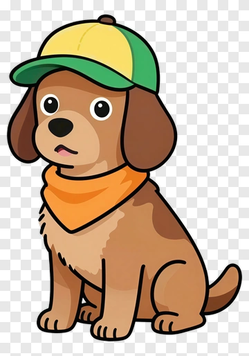 Cartoon Dog Wearing A Cap And Bandana PNG