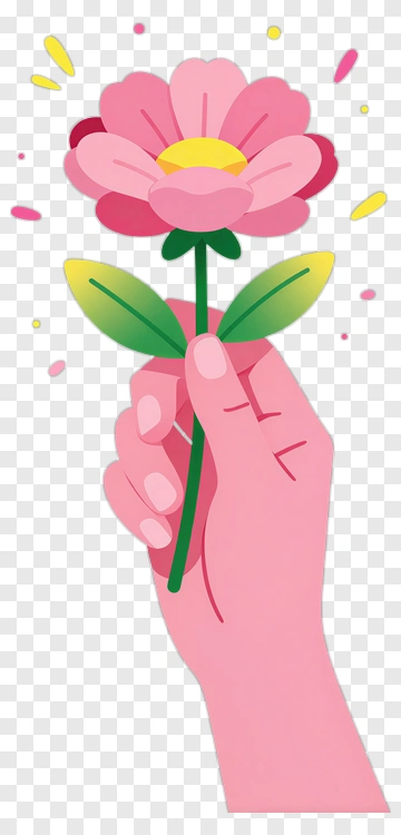 Hand Holding A Pink Flower PNG
