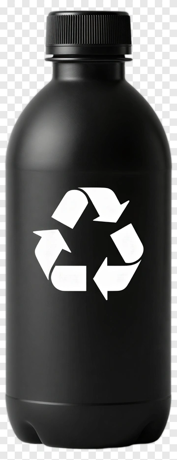 Black Recyclable Bottle With Recycling Symbol PNG