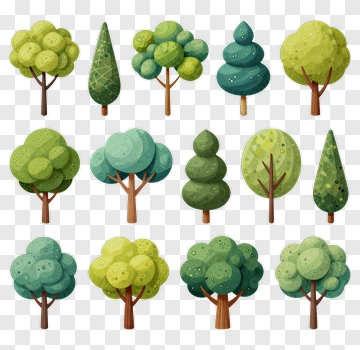Colorful Tree Collection PNG