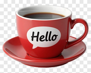 Red Coffee Cup With Hello Message PNG