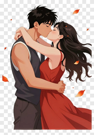 Romantic Couple Kissing In Autumn PNG