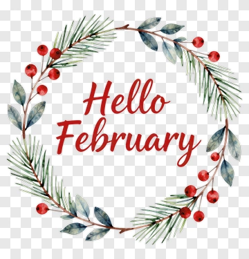 Hello February Floral Wreath PNG