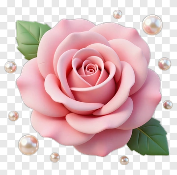 Pink Rose With Pearls PNG
