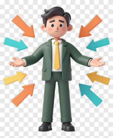 Confused Businessman Gesturing With Arrows PNG