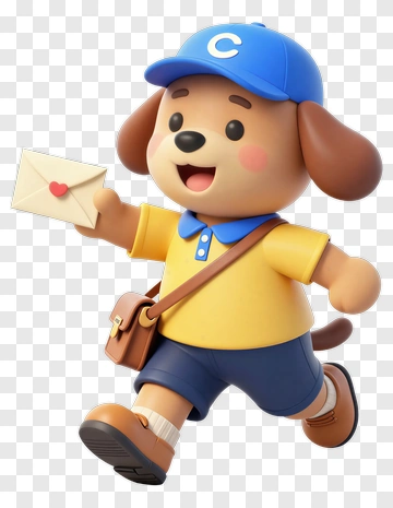 Cartoon Dog Delivering A Letter PNG