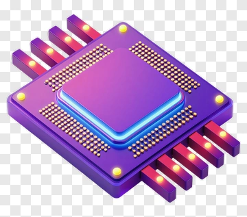 3D Purple Computer Chip PNG