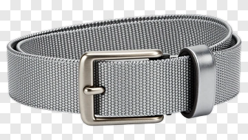 Gray Fabric Belt With Metal Buckle PNG