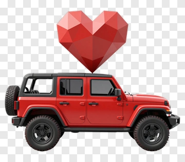 Red Jeep With A Heart Symbol PNG