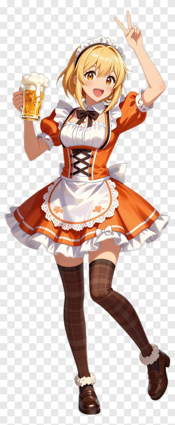 Anime Maid Holding A Beer Mug PNG