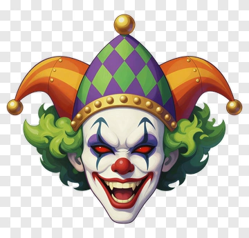 Cartoon Clown Face With Jester Hat PNG